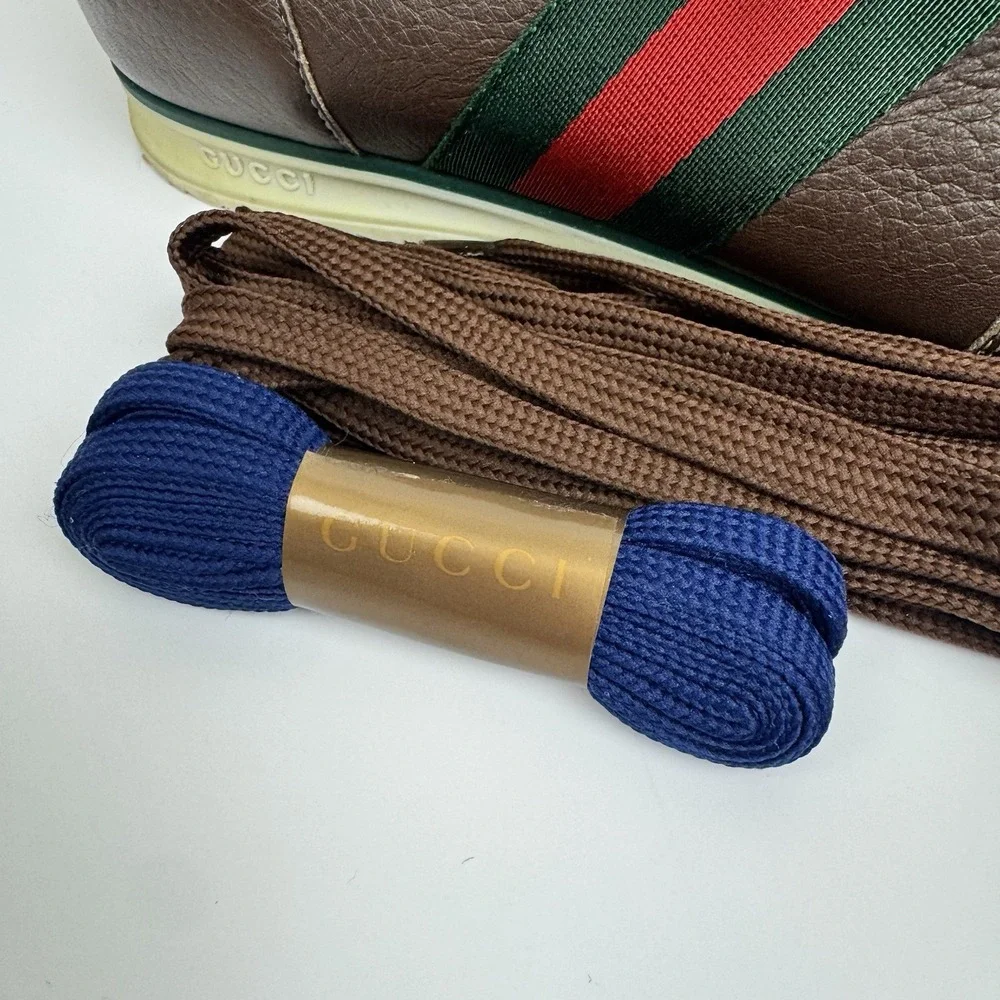 Men's GUCCI 'SL73' Brown Leather Sneakers US 8.5‎ GUCCI 8 G Shoes Vintage